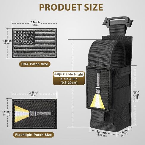 FRTKK Tactical Radio Holster Holder Case with USA Flag Patch & Molle Flashlight Holster Adjustable Flashlight Pouch Holder with Flashlight Patch and USA Flag Patch in Saudi Arabia