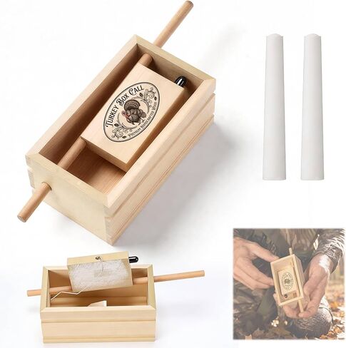 Push Button Turkey Call with 2 Chalk, Turkey Box Calls for Hunting, Poplar Gobbler Caller Realistic Soft Clucks Purrs Yelps, Spring Hunting Gear Accessories for Beginner and Pro Hunters in Saudi Arabia