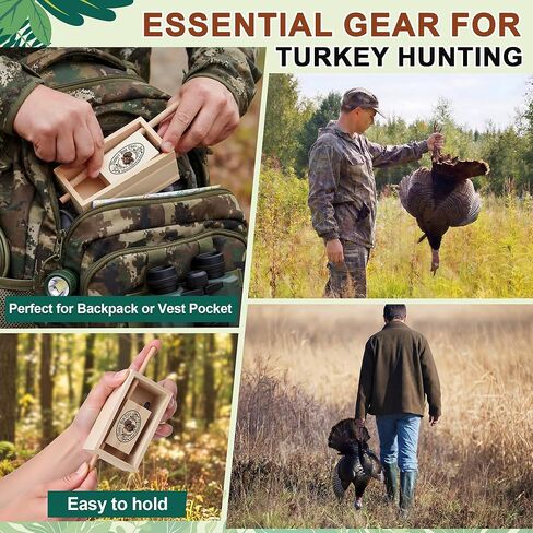 Push Button Turkey Call with 2 Chalk, Turkey Box Calls for Hunting, Poplar Gobbler Caller Realistic Soft Clucks Purrs Yelps, Spring Hunting Gear Accessories for Beginner and Pro Hunters in Saudi Arabia