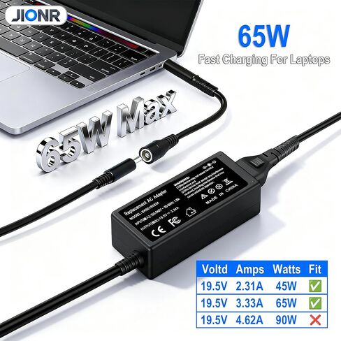 65W Laptop Charger Compatible with Dell Inspiron 15 14 13 11 16 17 15-7000 15-5000 15-3000 17-7000 17-5000 17-3000 13-7000 11-3000 2 in 1,3558 3181 5100 5535 5555 5559 5567 XPS 9350 9360 Power Cord in Saudi Arabia