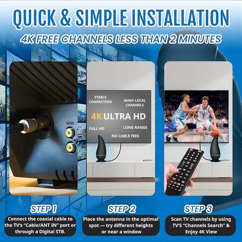 2026 Premium TV Antenna for Smart TV Indoor Outdoor, Strongest Range Reception Digital TV Antenna for Local Channels with Powerful Signal Booster, Supports All TV's 8K 4K 1080P,38FT Cable (SignalCore) in Saudi Arabia
