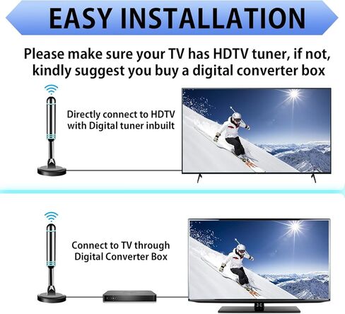 TV Antenna for Smart TV Indoor, Long Range Reception Indoor Antenna for Local Channels, Digital Antenna for Smart TVs with Strong Magnetic Base, Easy Setup Antennas Without Cable in Saudi Arabia
