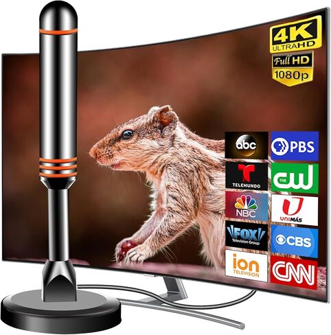 2026 Upgraded TV Antenna Indoor, Long Range HD Digital TV Antenna for Local Channels with Strong Magnetic Base, Supports 4K 1080p for All TVs, 10ft Coaxial Cable in Saudi Arabia