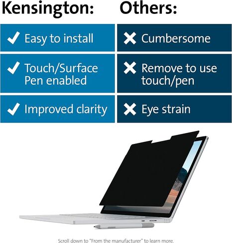 شاشة خصوصية Kensington SA15 لجهاز Surface Book 2/3 مقاس 15 بوصة (K55522WW) in Saudi Arabia