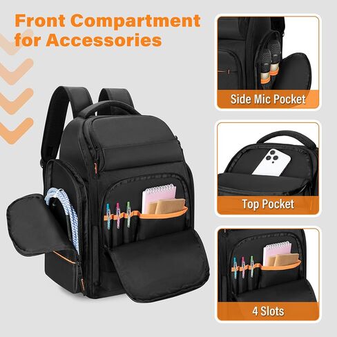 Trunab DJ Cable Backpack with 3 Detachable Dividers and Laptop Compartment, DJ Cable Bag for Microphones, Sound Equipment and Music Instrument in Saudi Arabia