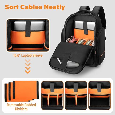 Trunab DJ Cable Backpack with 3 Detachable Dividers and Laptop Compartment, DJ Cable Bag for Microphones, Sound Equipment and Music Instrument in Saudi Arabia