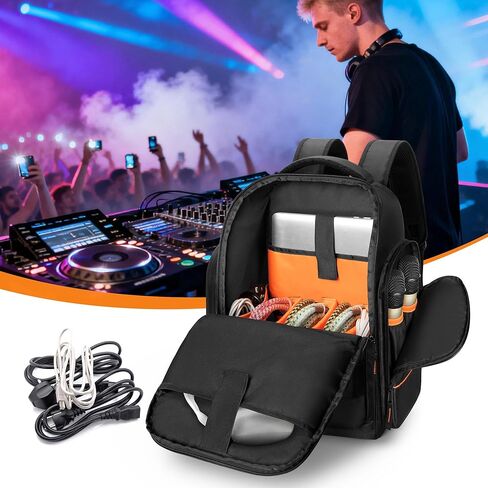 Trunab DJ Cable Backpack with 3 Detachable Dividers and Laptop Compartment, DJ Cable Bag for Microphones, Sound Equipment and Music Instrument in Saudi Arabia