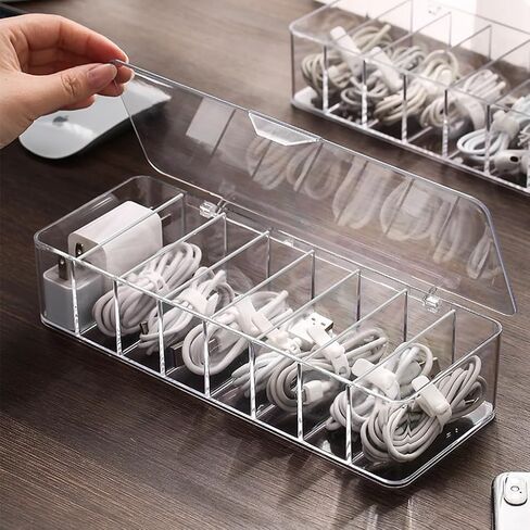 cord organizer box, 10.2 x 3.5 x 2.2in, Desktop Cord Organizer with Compartments (1) in Saudi Arabia