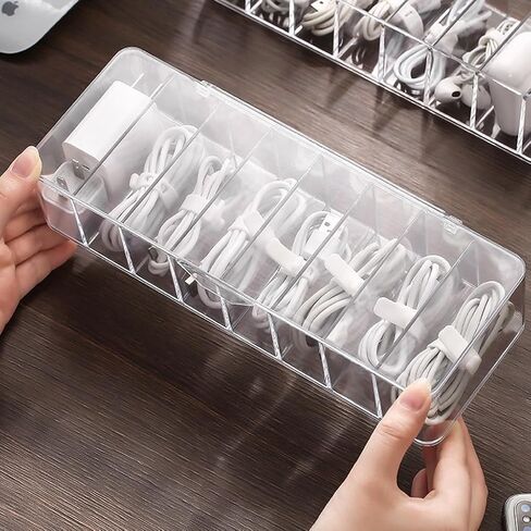 cord organizer box, 10.2 x 3.5 x 2.2in, Desktop Cord Organizer with Compartments (1) in Saudi Arabia