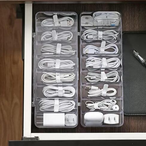 cord organizer box, 10.2 x 3.5 x 2.2in, Desktop Cord Organizer with Compartments (1) in Saudi Arabia