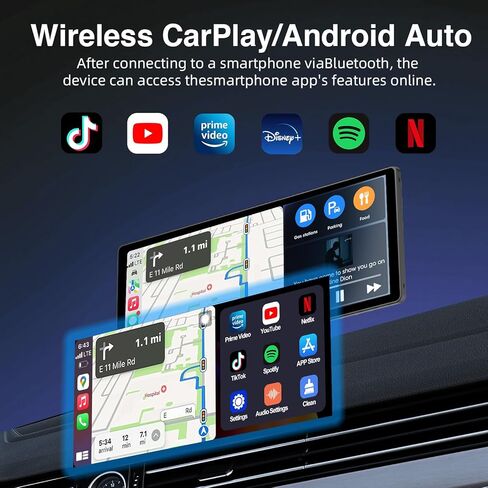 2026 Upgraded 11.26'' Carplay Screen for Car with Netflix YouTube TikTok Apps and Backup Camera Built-in Entertainment Video Box Navigation Voice Control OTA Updates for All Vehicles in Saudi Arabia