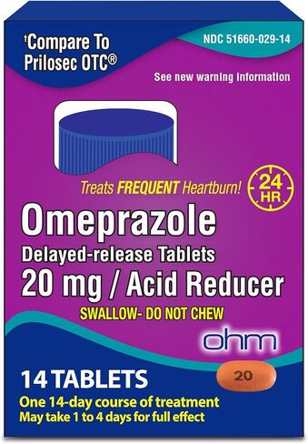 Ohm Omeprazole Tablets, Delayed-Release Tablets, 20mg Acid Reducer, 28 Tablets in Saudi Arabia