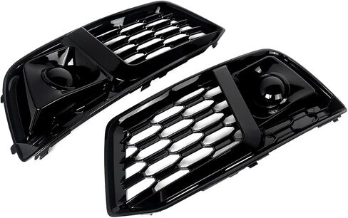 Gloss Black Fog Light Grille Fit for Audi Q5 S-Line 2018-2020 With Decorative ACC Cover Honeycomb Mesh Fog Light Covers in Saudi Arabia