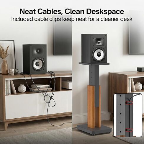 Wood Speaker Stands Pair for Polk ES15/ES20/XT15/XT20/T15/R100/R200 Surround Speaker Stands - Height Adjustable Extend 18" to 28", Floor Speaker Stand for Polk Bookshelf Speaker Stands Up to 50Lbs in Saudi Arabia