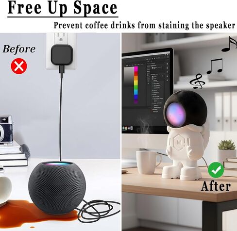 حامل صوتي لسطح المكتب من Aetherix لجهاز HomePod Mini، حامل ثلاثي مكبر صوت لطيف على شكل رائد فضاء، ملحقات تزيين مثالية لـ HomePod Mini (أبيض، عبوة واحدة) in Kuwait