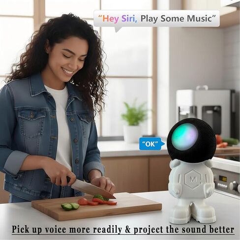 حامل صوتي لسطح المكتب من Aetherix لجهاز HomePod Mini، حامل ثلاثي مكبر صوت لطيف على شكل رائد فضاء، ملحقات تزيين مثالية لـ HomePod Mini (أبيض، عبوة واحدة) in Kuwait