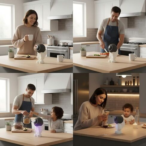 حامل صوتي لسطح المكتب من Aetherix لجهاز HomePod Mini، حامل ثلاثي مكبر صوت لطيف على شكل رائد فضاء، ملحقات تزيين مثالية لـ HomePod Mini (أبيض، عبوة واحدة) in Kuwait