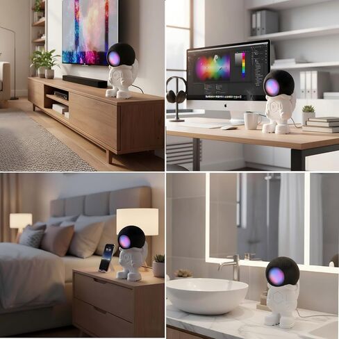 حامل صوتي لسطح المكتب من Aetherix لجهاز HomePod Mini، حامل ثلاثي مكبر صوت لطيف على شكل رائد فضاء، ملحقات تزيين مثالية لـ HomePod Mini (أبيض، عبوة واحدة) in Kuwait