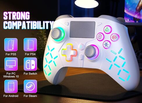 Gamrombo Gaming Controller for PlayStation 5 / PS5, PS4/PS3/PC/Switch/Steam Deck/Mac/Android/iOS with RGB LED Lights, Hall Triggers, Hall Joysticks, Marco, Audio Jack - Need to upgrade in Saudi Arabia
