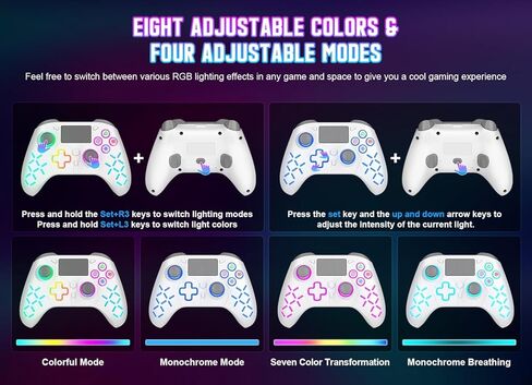 Gamrombo Gaming Controller for PlayStation 5 / PS5, PS4/PS3/PC/Switch/Steam Deck/Mac/Android/iOS with RGB LED Lights, Hall Triggers, Hall Joysticks, Marco, Audio Jack - Need to upgrade in Saudi Arabia