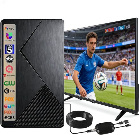 Five Star Flat Panel Indoor TV Antenna – Long Range, Amplified HD Reception with Signal Booster, 4K Ready for Local Channels in Saudi Arabia