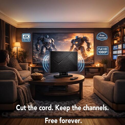 Five Star Flat Panel Indoor TV Antenna – Long Range, Amplified HD Reception with Signal Booster, 4K Ready for Local Channels in Saudi Arabia