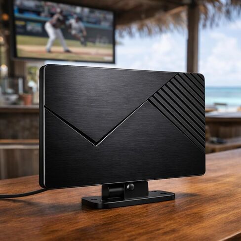 Five Star Flat Panel Indoor TV Antenna – Long Range, Amplified HD Reception with Signal Booster, 4K Ready for Local Channels in Saudi Arabia