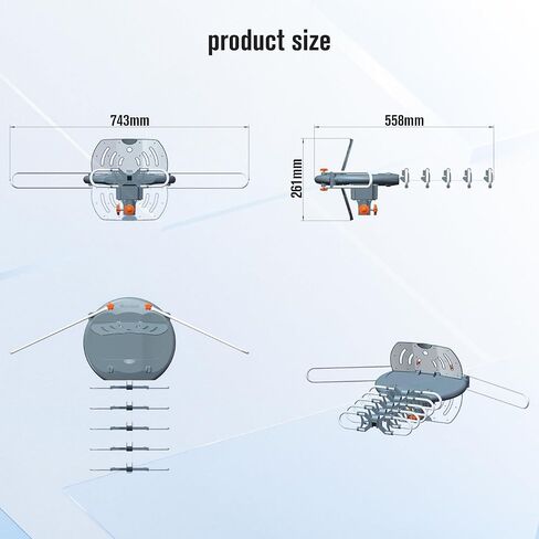 TV Antenna Outdoor, 360° Motorized Outdoor Antenna, 150 Miles Long Range Reception, Digital VHF UHF Antenna with Amplifier Signal Booster & Remote Control, for 4K 1080p All HDTVs, Easy Setup in Saudi Arabia