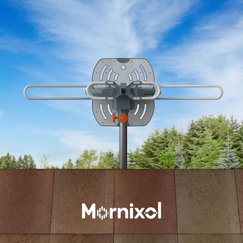 TV Antenna Outdoor, 360° Motorized Outdoor Antenna, 150 Miles Long Range Reception, Digital VHF UHF Antenna with Amplifier Signal Booster & Remote Control, for 4K 1080p All HDTVs, Easy Setup in Saudi Arabia