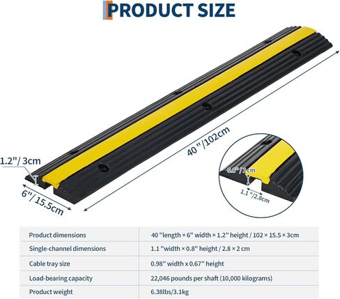 4 Pack of 1-Channel Rubber Cable Protector Ramps, Heavy Duty 22000 Lbs Load Capacity Cord Cover, Cable Wire Cord Cover Ramp, Speed Bump, Driveway Hose Cable Ramp Protective Cover in Saudi Arabia
