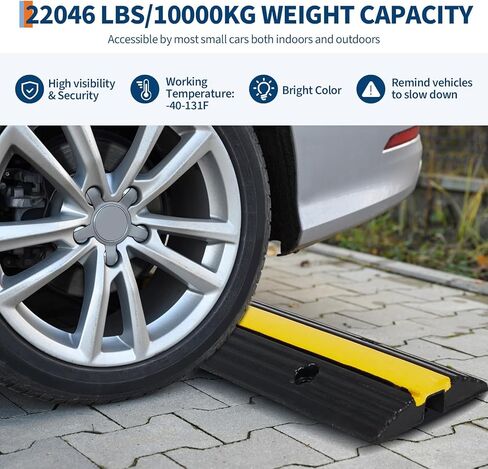 4 Pack of 1-Channel Rubber Cable Protector Ramps, Heavy Duty 22000 Lbs Load Capacity Cord Cover, Cable Wire Cord Cover Ramp, Speed Bump, Driveway Hose Cable Ramp Protective Cover in Saudi Arabia