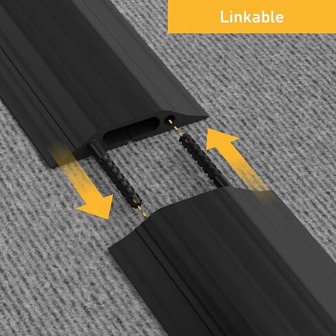 D-Line 6ft Linkable Floor Cord Cover/Cable Protector 5 Pack (30ft Total), Protect Cords and Prevent a Trip Hazard, 5 x 6ft Lengths, Cable Cavity 1.18in (W) x 0.39in (H) - Black in Saudi Arabia