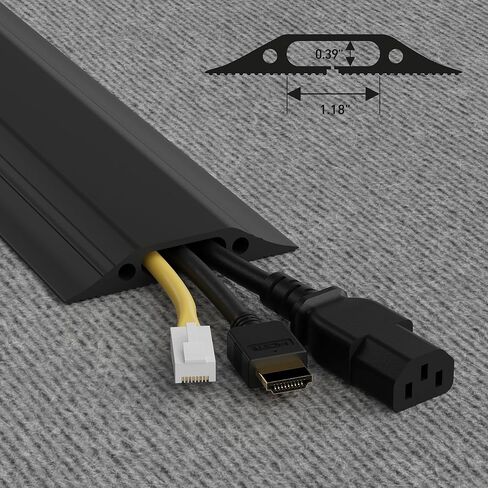 D-Line 6ft Linkable Floor Cord Cover/Cable Protector 5 Pack (30ft Total), Protect Cords and Prevent a Trip Hazard, 5 x 6ft Lengths, Cable Cavity 1.18in (W) x 0.39in (H) - Black in Saudi Arabia