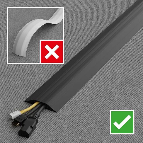 D-Line 6ft Linkable Floor Cord Cover/Cable Protector 5 Pack (30ft Total), Protect Cords and Prevent a Trip Hazard, 5 x 6ft Lengths, Cable Cavity 1.18in (W) x 0.39in (H) - Black in Saudi Arabia