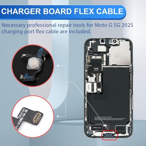 Dock Connector for Motorola Moto G 5G 2025 Charging Port Replacement for Motorola Moto G 5G 2025 XT2513V XT2513-1 XT2513-2 USB Charger Board Flex Cable Parts with Tools in Saudi Arabia