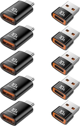 محول USB إلى USB C (10 حزم)، محول USB A 3.0 أنثى إلى USB C ذكر OTG x5، محول أنثى من النوع C إلى USB ذكر x5 متوافق مع MacBook وiPhone 17/16 Pro Max وGalaxy S25/S24. in Kuwait