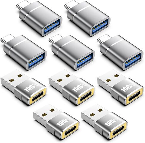 محول USB إلى USB C ومحول USBA إلى USBC مجموعة مكونة من 10 قطع، طقم محول USB متوافق مع MacBook Pro/Air، iPhone 17 16 Pro Max/15 Plus/14 13 12 Samsung Galaxy S25/S24/S23/S22 in Kuwait