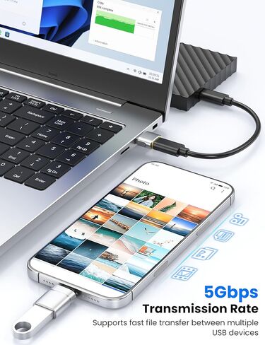 محول USB إلى USB C ومحول USBA إلى USBC مجموعة مكونة من 10 قطع، طقم محول USB متوافق مع MacBook Pro/Air، iPhone 17 16 Pro Max/15 Plus/14 13 12 Samsung Galaxy S25/S24/S23/S22 in Kuwait