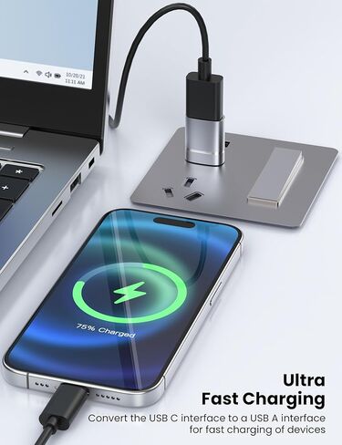 10 عبوات من محول USB C إلى USB، محول USBC ذكر إلى USBA 3.0 أنثى متوافق مع iPhone 17 Pro Max MacBook Pro Air 2024 iMac iPad mini، وأجهزة أخرى من النوع C أو Thunderbolt 4/3 in Kuwait