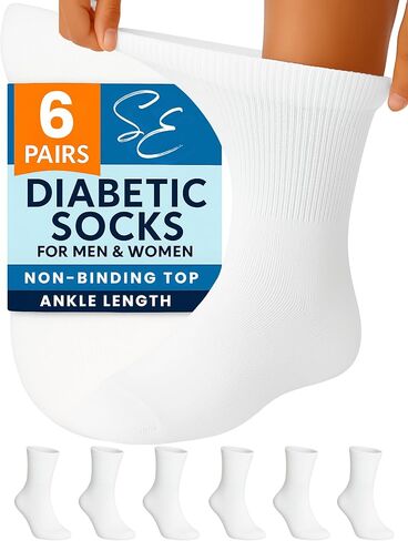 Special Essentials 6 Pairs Cotton Diabetic Ankle Socks - Non-Binding With Extra Wide Top For Men and Women in Saudi Arabia