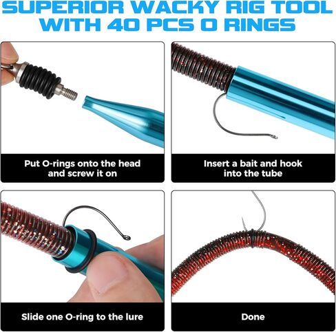 TOPFORT Fishing Lures, Bass Fishing Kit with Wacky Worm, Fishing Worms for Bass Fishing, Soft Plastic Baits with Hooks, Weights, Fishing Accessories, Fishing Gear Fishing Gifts for Men with Tackle Box in Saudi Arabia