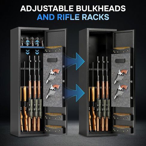 10-15 Gun Safe for Rifles and Pistols,Rifle Safe for Home with Adjustable Shelves,Heavy Duty Gun Cabinet for Rifle,Large Capacity Gun Safe Rifle (12"D x 14"W x 57"H) in Saudi Arabia
