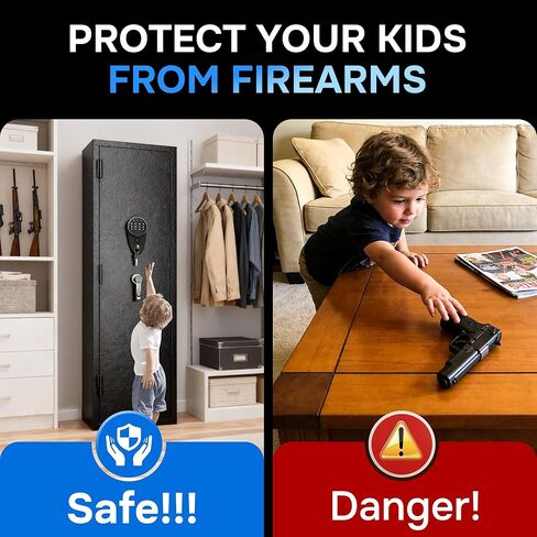 10-15 Gun Safe for Rifles and Pistols,Rifle Safe for Home with Adjustable Shelves,Heavy Duty Gun Cabinet for Rifle,Large Capacity Gun Safe Rifle (12"D x 14"W x 57"H) in Saudi Arabia