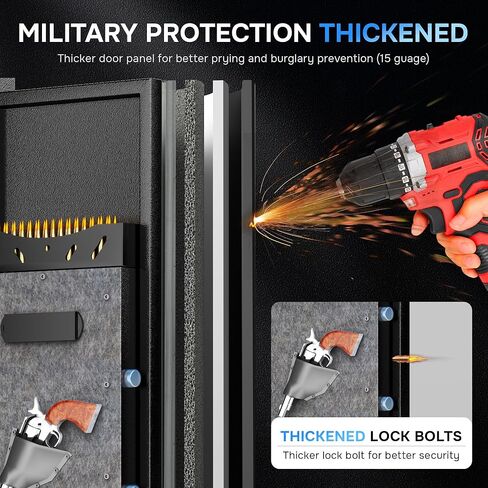 10-15 Gun Safe for Rifles and Pistols,Rifle Safe for Home with Adjustable Shelves,Heavy Duty Gun Cabinet for Rifle,Large Capacity Gun Safe Rifle (12"D x 14"W x 57"H) in Saudi Arabia