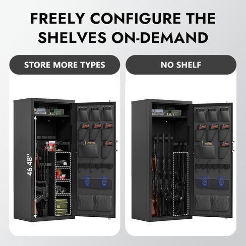 KAER Biometric Gun Safe 18-20 Gun Safe for Rifle and Pistols with Removable Racks Pistol Pouches Adjustable Shelves Large Rifle Safe for Home Defense Hunting Enthusiasts for AR-15 Rifle Shotguns in Saudi Arabia