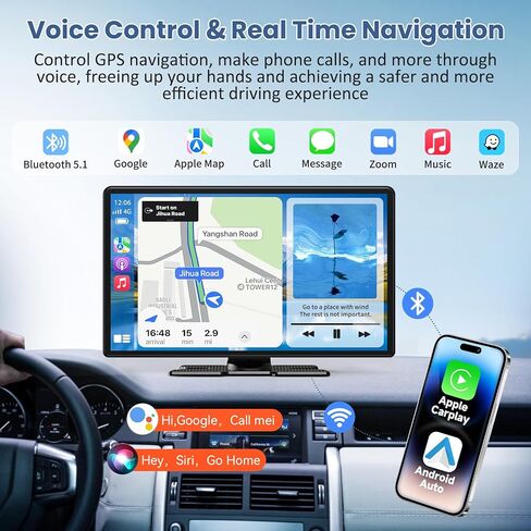 أكبر شاشة Apple Carplay محمولة مقاس 11.3 بوصة، تشغيل السيارة لاسلكيًا وشاشة لمس تلقائية تعمل بنظام Android، ستيريو السيارة مع عرض التطبيق/كاميرا داش 4K/كاميرا احتياطية/وصلة مرآة/تحكم صوتي/تشغيل موسيقى/نظام تحديد المواقع العالمي/بلوتوث/FM in Kuwait