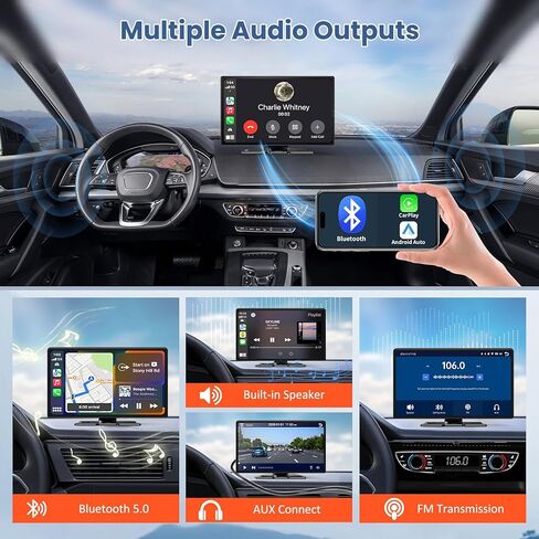 أكبر شاشة Apple Carplay محمولة مقاس 11.3 بوصة، تشغيل السيارة لاسلكيًا وشاشة لمس تلقائية تعمل بنظام Android، ستيريو السيارة مع عرض التطبيق/كاميرا داش 4K/كاميرا احتياطية/وصلة مرآة/تحكم صوتي/تشغيل موسيقى/نظام تحديد المواقع العالمي/بلوتوث/FM in Kuwait