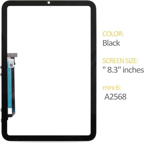A-MIND Touch Screen Digitizer Replacement for iPad mini 6 8.3" 2021 A2567 A2568 A2569 Glass Touch Panel (LCD Not Included) with LCD Adhesive Strips Tempered Glass Protector Repair Tools in Saudi Arabia