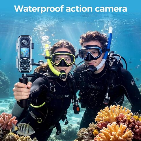كاميرا الجسم 4K، كاميرا POV Action Cam ثنائية العدسات مقاومة للماء، بطاقة 32 جيجابايت متضمنة، كاميرا فيديو صغيرة يمكن ارتداؤها، اتصال بالهاتف، تسجيل بدون استخدام اليدين للرياضة والسفر وركوب الدراجات النارية in Kuwait