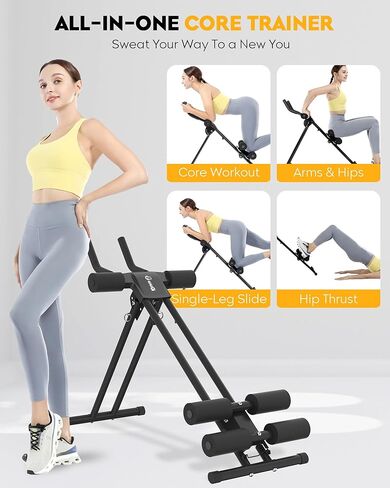 GuuG Ab Machine Ab Trainer Machine: آلة Ab قابلة للتعديل لتمرين المعدة في المنزل، الصالة الرياضية، تمارين البطن، معدات تدريب القوة الأساسية القابلة للطي، نظام الصالة الرياضية المنزلية in Kuwait